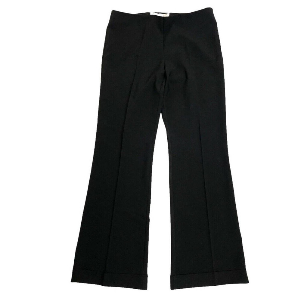 Trina Turk Black Pressed Wide Cuffed Leg Dress Trousers Career Work Pants